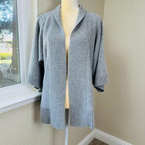 Neiman Marcus Cardigan Sweater Womens Medium Gray 100% Cashmere Open Knit Luxury